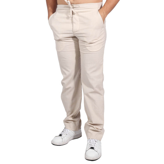 J. FERRAR Mens Bottoms S / Beige J. FERRAR - Relaxed  Pure Linen Trousers