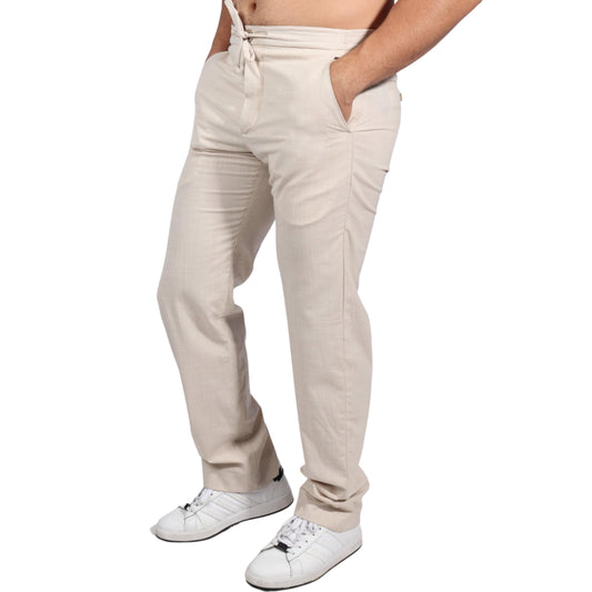 J. FERRAR Mens Bottoms S / Beige J. FERRAR - Relaxed  Pure Linen Trousers