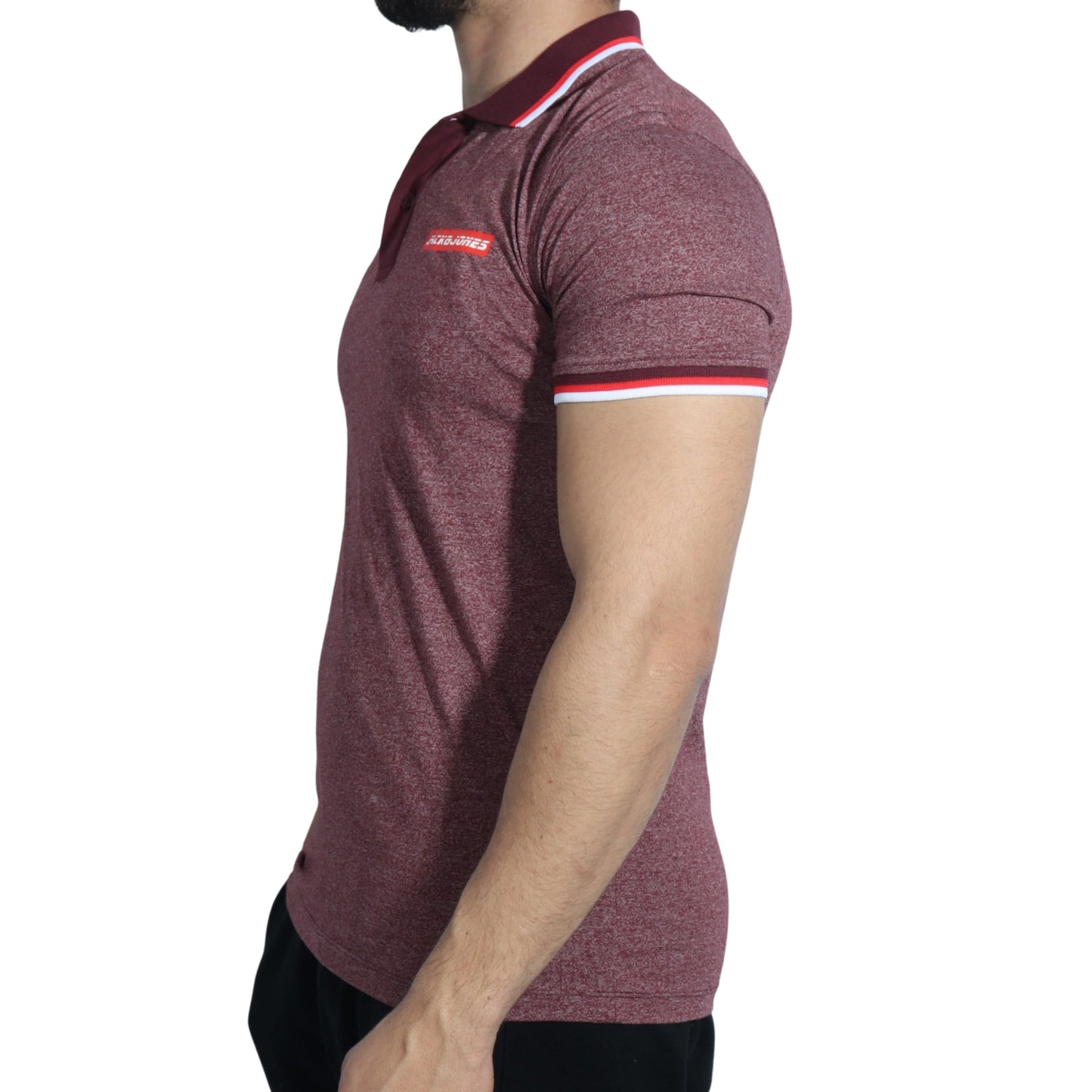 JACK & JONES Mens Tops S / Burgundy JACK & JONES - Collar Neck T-shirt