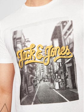 JACK & JONES Mens Tops M / White JACK & JONES - Graphic T-Shirt