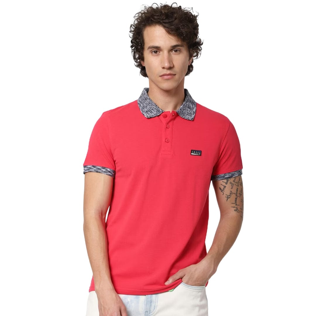 JACK & JONES Mens Tops S / Pink JACK & JONES - Polo T-Shirt