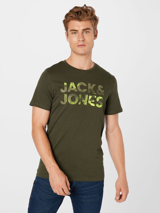 JACK & JONES Mens Tops L / Green JACK & JONES - Round Neck T-shirt