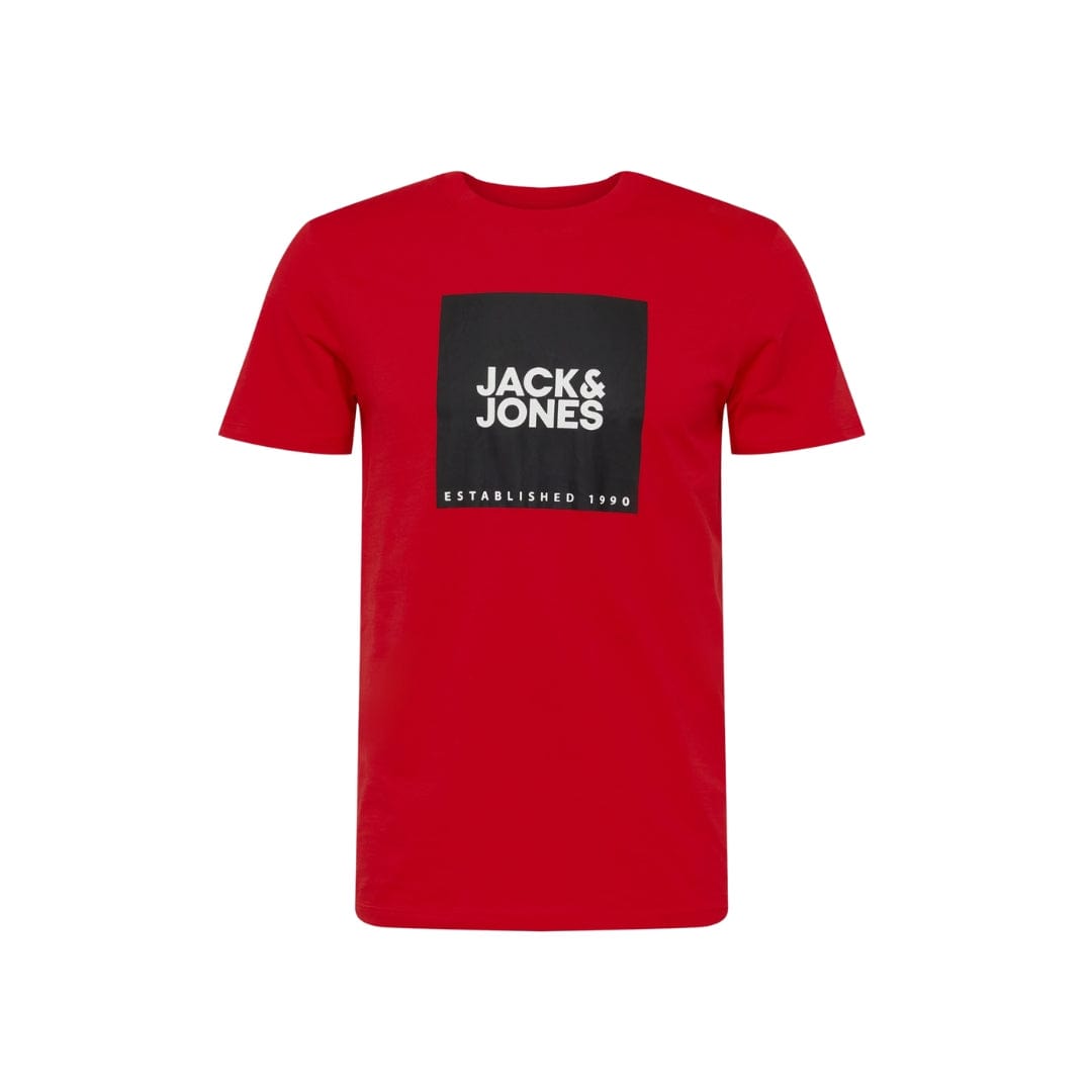 JACK & JONES Mens Tops S / Red JACK & JONES - Square Logo T-Shirt