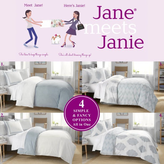 JANE MEETS JANIE Comforter/Quilt/Duvet Twin / White JANE MEETS JANIE - Four-Way Reversible Comforter Set Twin