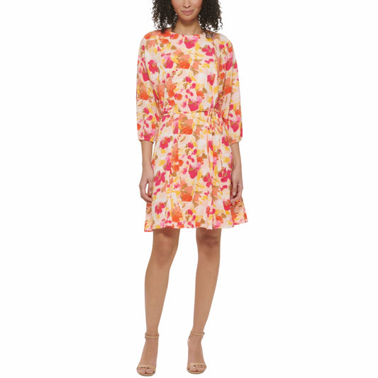 JESSICA HOWARD Womens Dress Petite L / Multi-Color JESSICA HOWARD - Crepe Floral Fit & Flare Dress