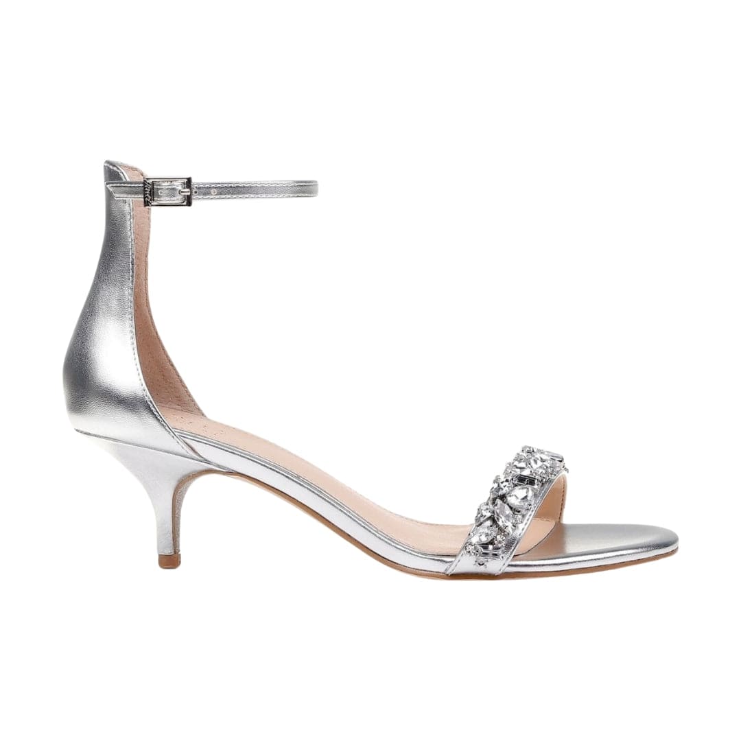 JEWEL BADGLEY Womens Shoes 37 / Silver JEWEL BADGLEY - Dash Kitten-Heel Evening Sandals