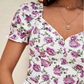 SHEIN - Floral Print Sweetheart Neck Puff Sleeve Blouse