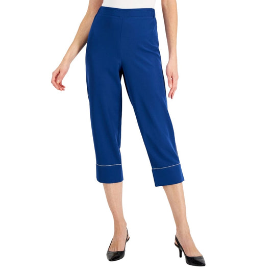 JM COLLECTION Womens Bottoms Petite S / Blue JM COLLECTION - Embellished Pull-On Capri Pants