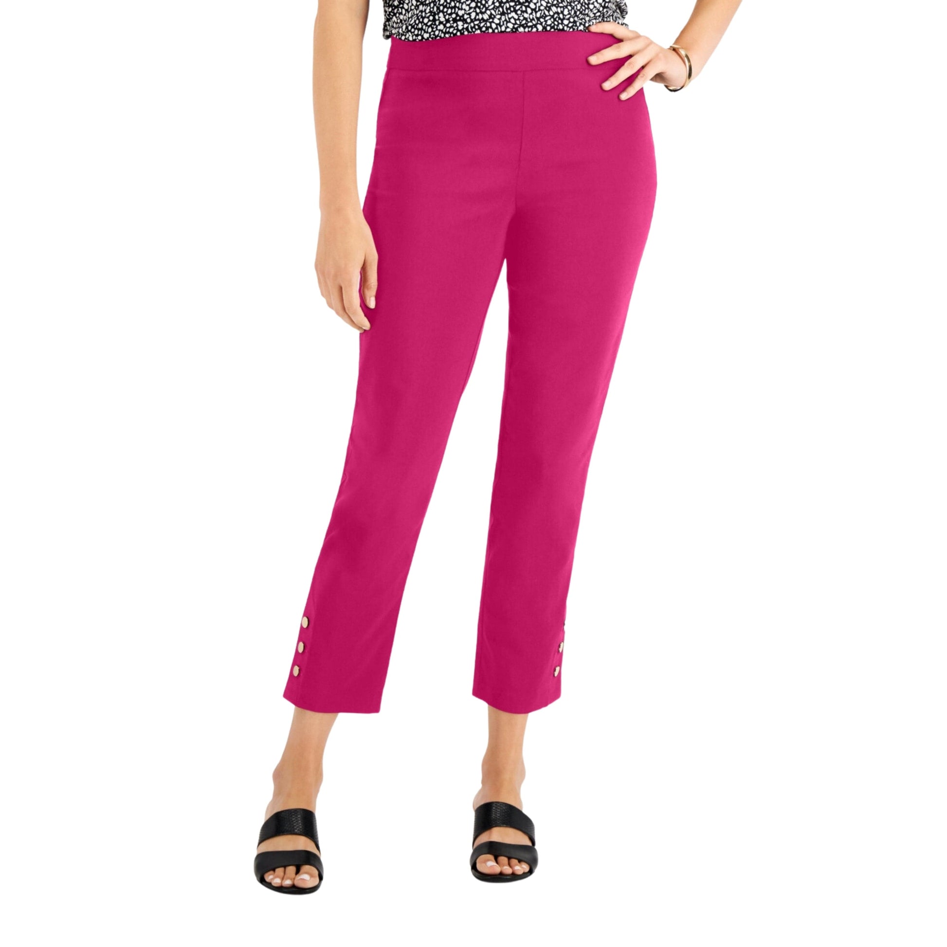 JM COLLECTION Womens Bottoms S / Pink JM COLLECTION - Snap-Hem Pull-on Pants
