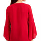 JM COLLECTION Womens Tops XL / Red JM COLLECTION -  Bell-Sleeve Embellished-Trim Blouse