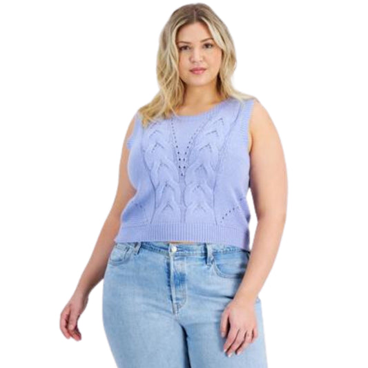 JOLIE & JOY Womens Tops XXXXL / Purple JOLIE & JOY -  Plus Size Cropped Novelty Cable-Front Sweater Vest