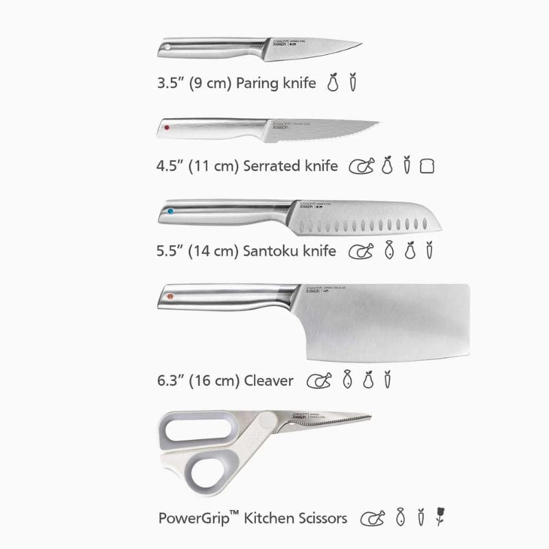 JOSEPH JOSEPH Kitchenware JOSEPH JOSEPH - Elevate™ Fusion 5-piece Knife & Scissor Set with Beechwood Block