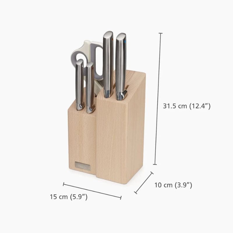 JOSEPH JOSEPH Kitchenware JOSEPH JOSEPH - Elevate™ Fusion 5-piece Knife & Scissor Set with Beechwood Block