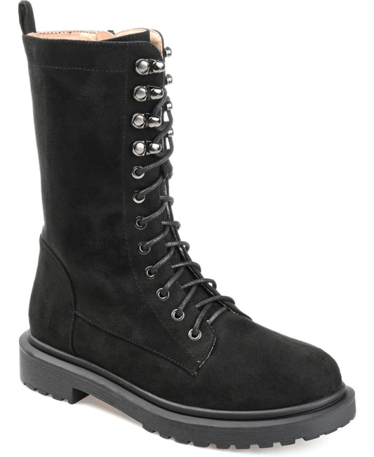 JOURNEE COLLECTION Womens Shoes 37 / Black JOURNEE COLLECTION - Cadee Zip up Mid Calf Combat & Lace-up Boots