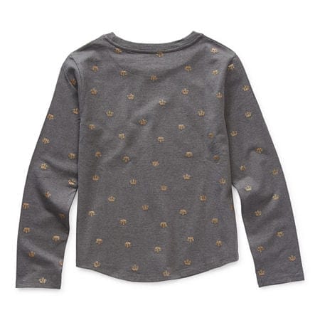 JUICY COUTURE Girls Tops XXS / Grey JUICY COUTURE - Kids - Round Neck Long Sleeve Graphic T-Shirt