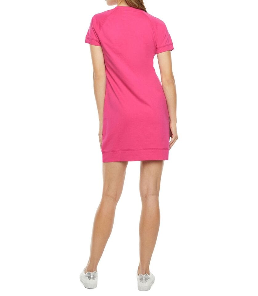 JUICY COUTURE Womens Dress M / Pink JUICY COUTURE - Short Sleeve Checked T-Shirt Dress