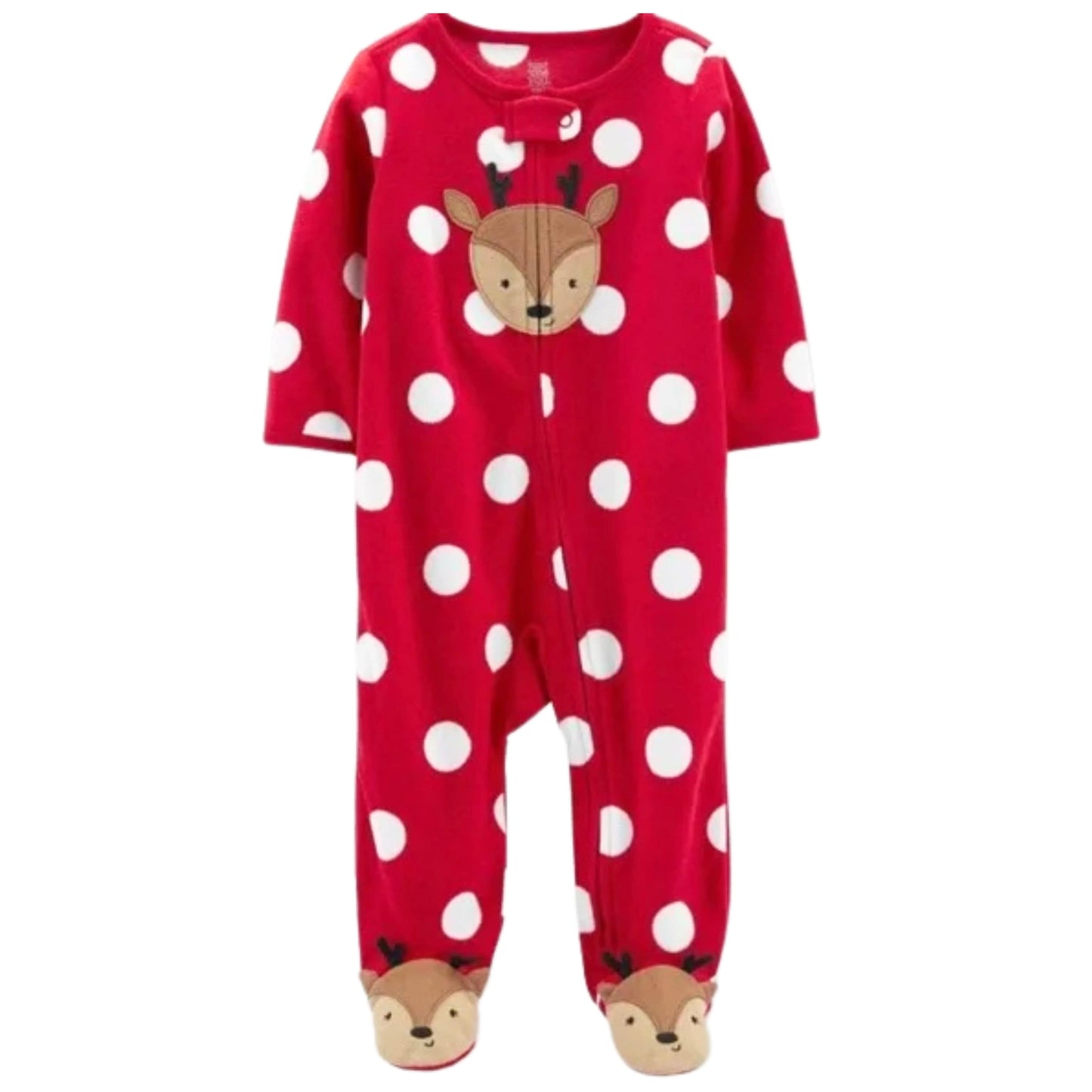 JUST ONE YOU Baby Girl New Born / Multi-Color JUST ONE YOU - Baby Reindeer Dot Footed overall