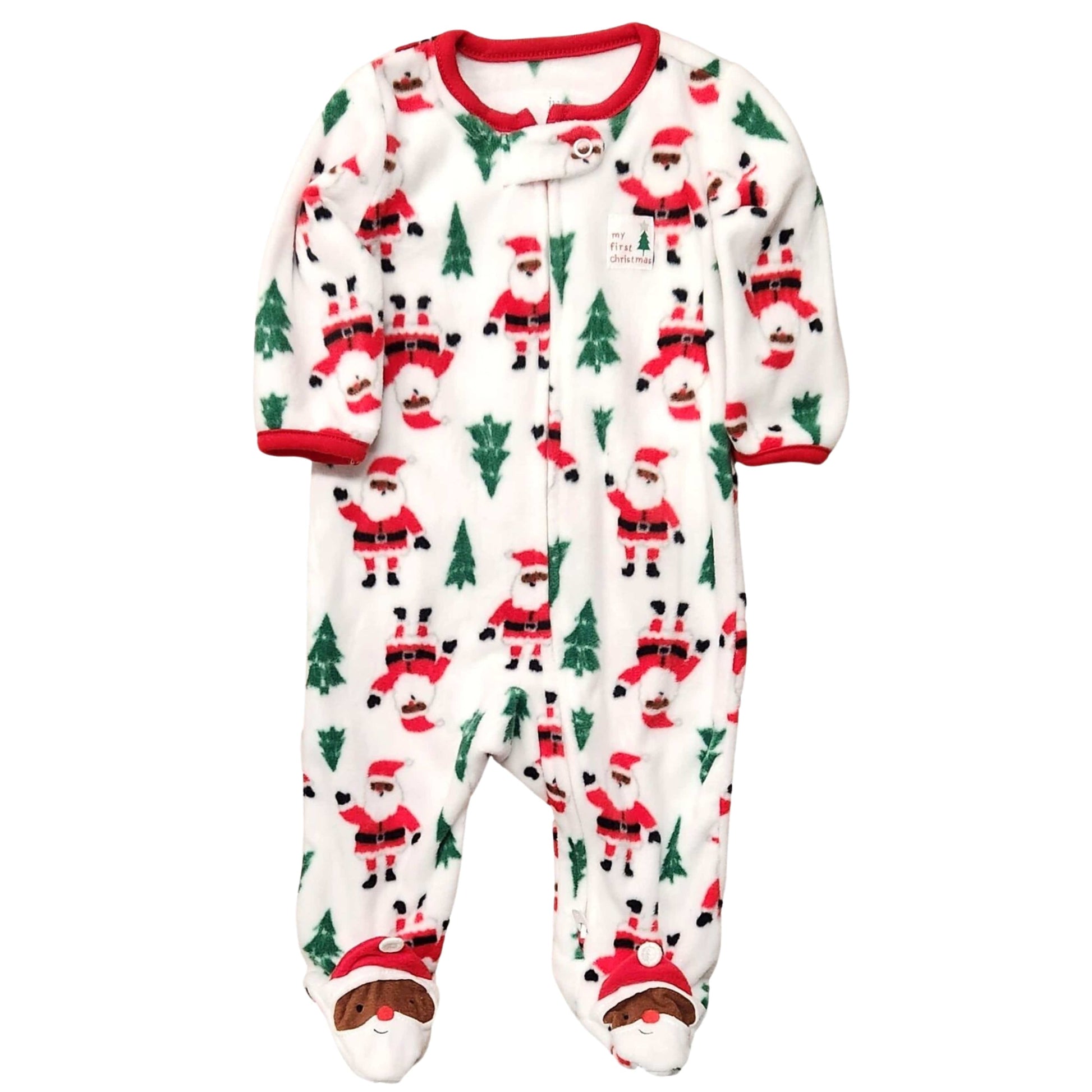 JUST ONE YOU Baby Girl New Born / Multi-Color JUST ONE YOU - Fleece Santa Claus Wave Christmas overall