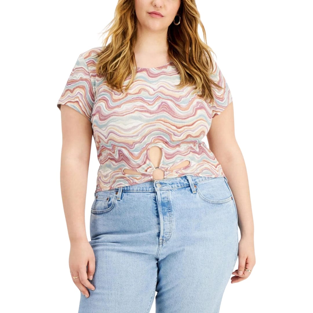 JUST POLLY XXXL / Multi-Color JUST POLLY - Flower Cutout T-Shirt