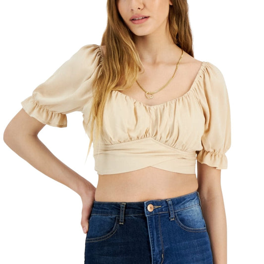 JUST POLLY Womens Tops XL / Beige JUST POLLY - Tie-Back Peasant Top