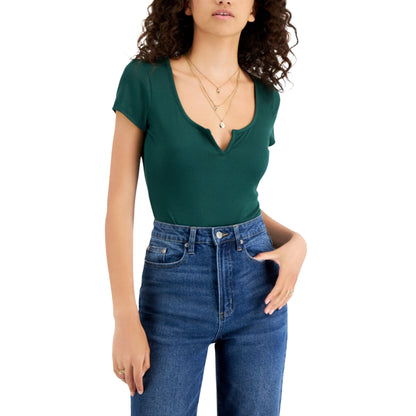 JUST POLLY Womens Tops XL / Green JUST POLLY - V-Notch Bodysuit