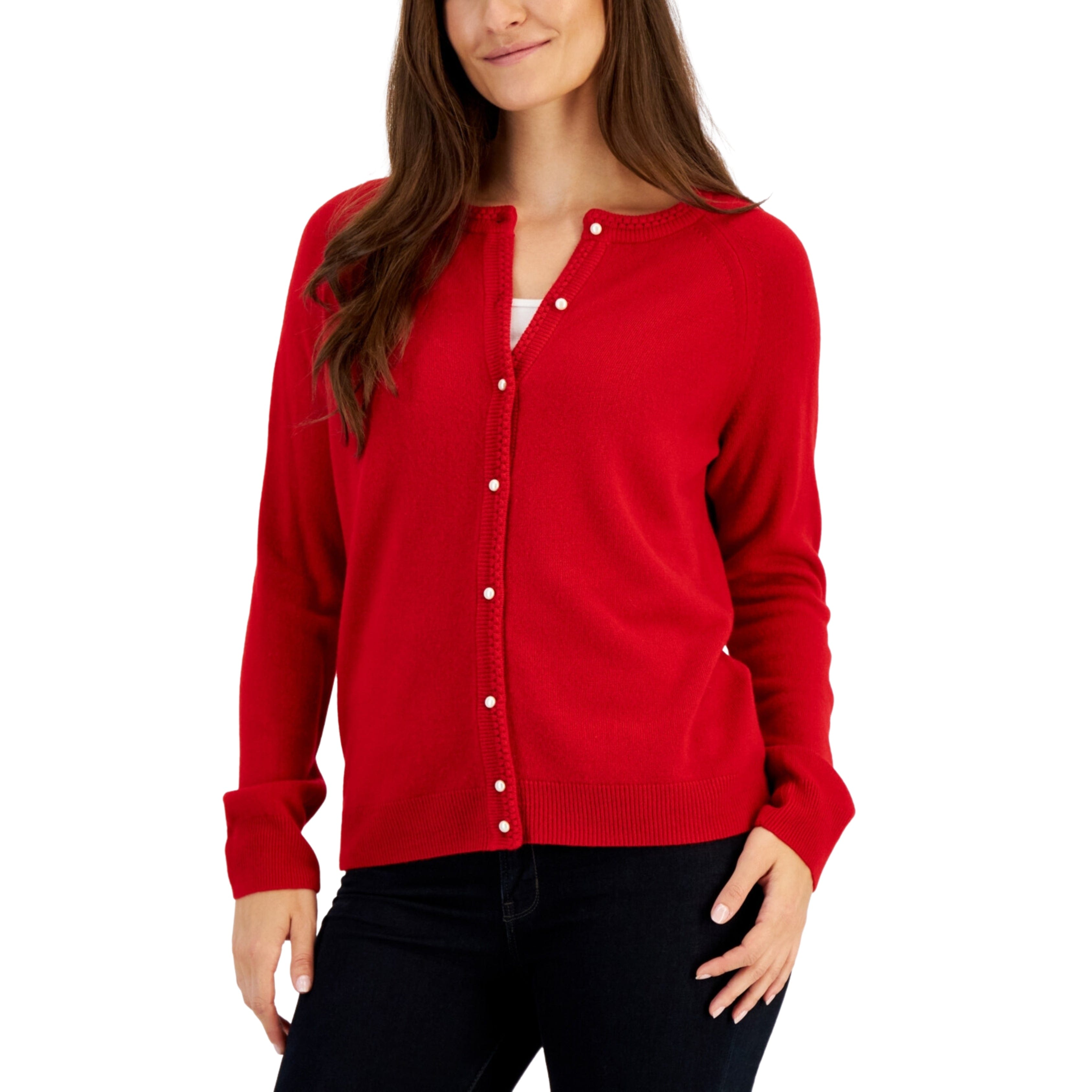 KAREN SCOTT - Pearlized Button Crewneck Cardigan – Beyond Marketplace