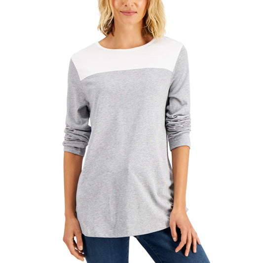 KAREN SCOTT Womens Tops XS / Grey KAREN SCOTT - Colorblocked Fleece Tunic