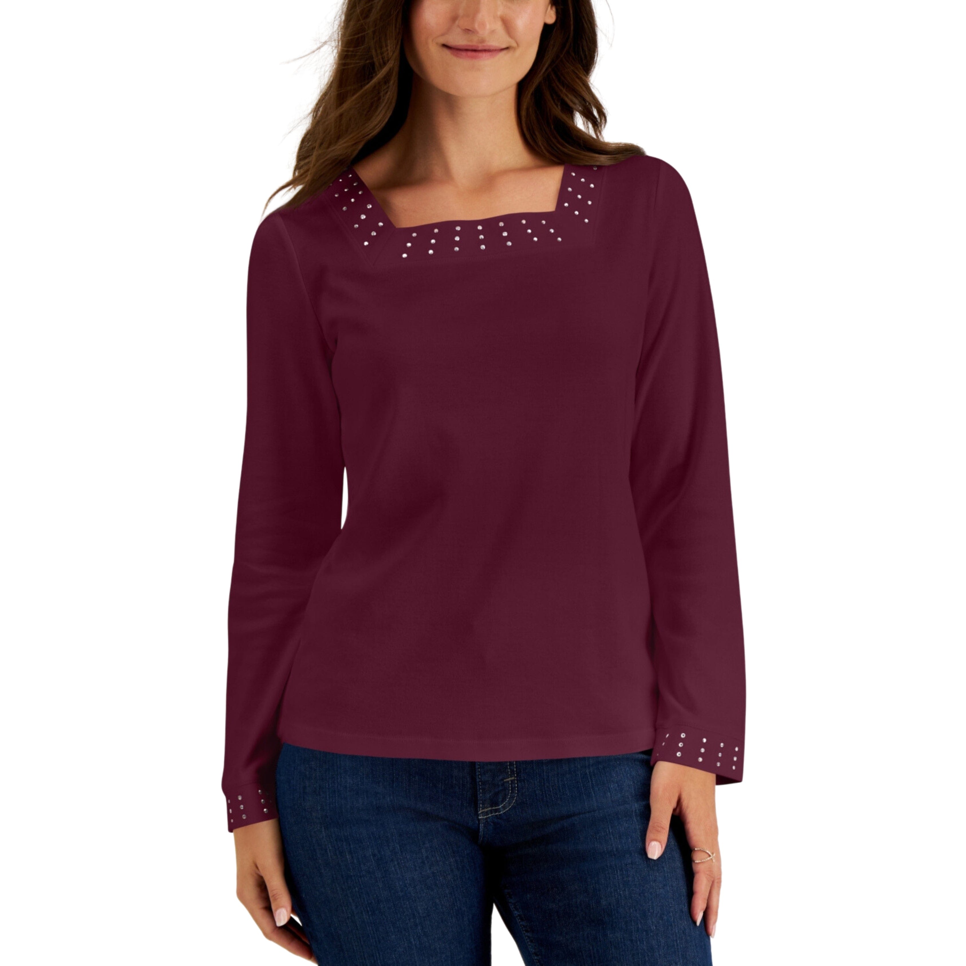 Karen scott store embellished tops