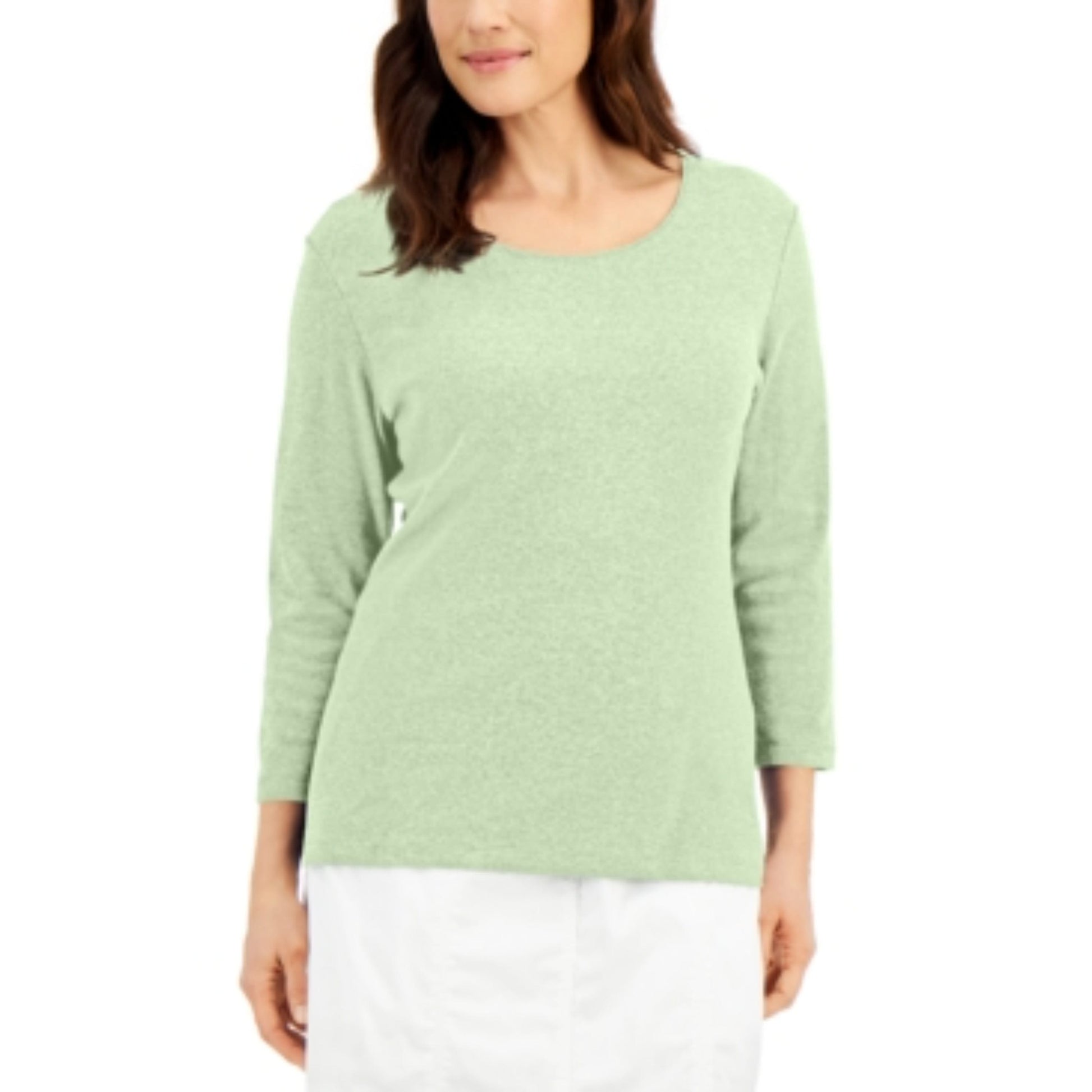 KAREN SCOTT Womens Tops L / Green KAREN SCOTT - Scoop-Neckline Top