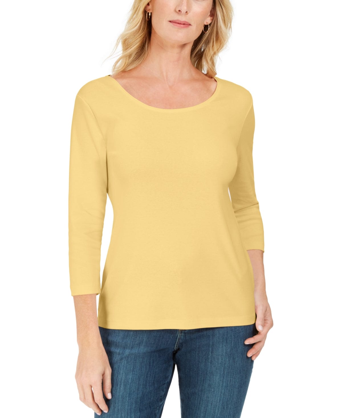 KAREN SCOTT Womens Tops Petite XXL / Yellow KAREN SCOTT - Scoop-Neckline Top