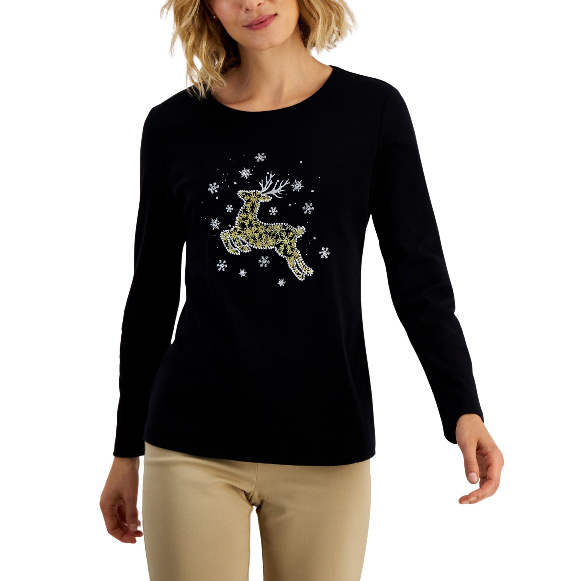 KAREN SCOTT Womens Tops XXL / Black KAREN SCOTT - Whimsy Glitter Graphic sweatshirt