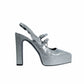 KARL LAGERFELD Womens Shoes 37 / Silver KARL LAGERFELD - Block Heel Pointed Toe Heels