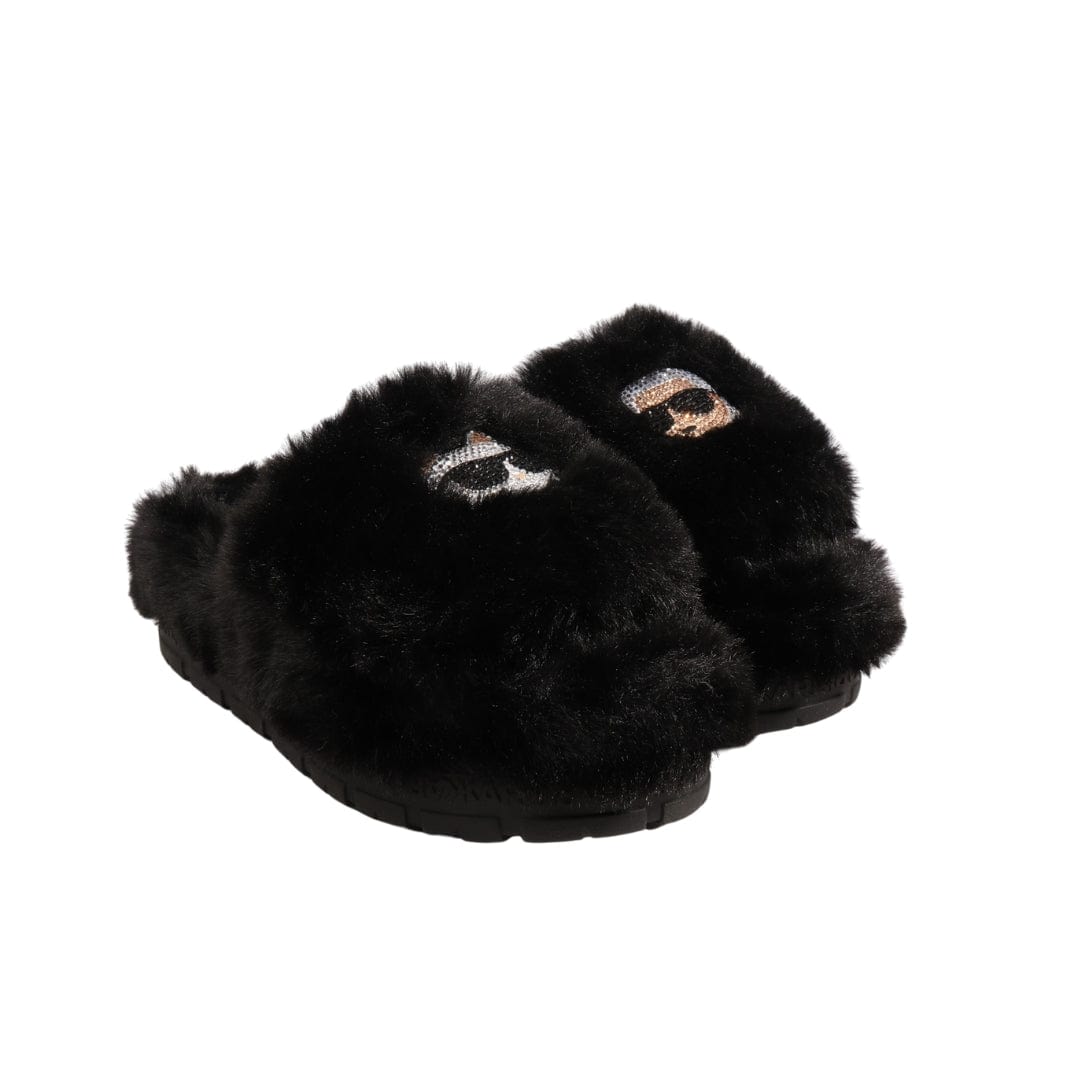 KARL LAGERFELD Womens Shoes 37 / Black KARL LAGERFELD - Faux Fur Slippers