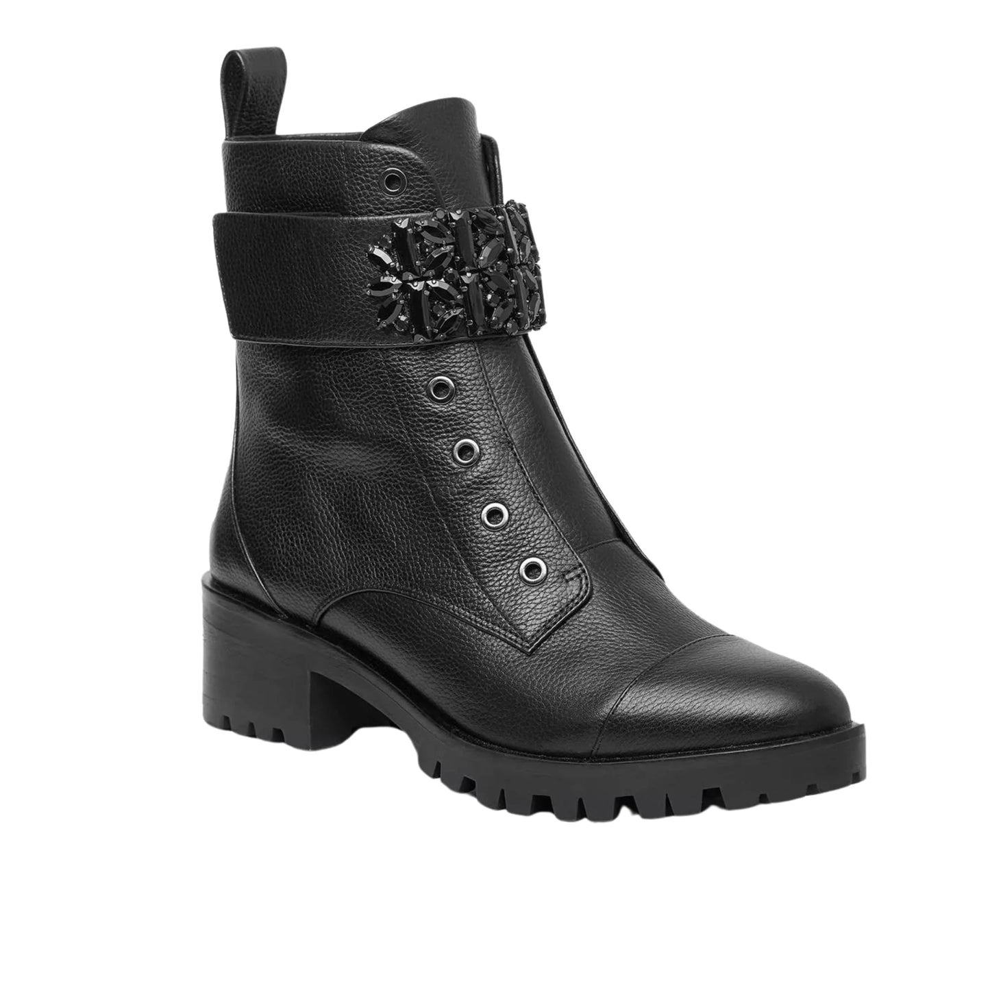 KARL LAGERFELD Womens Shoes 38.5 / Black KARL LAGERFELD - Pippa Lugged Sole Zipper Ankle Boots