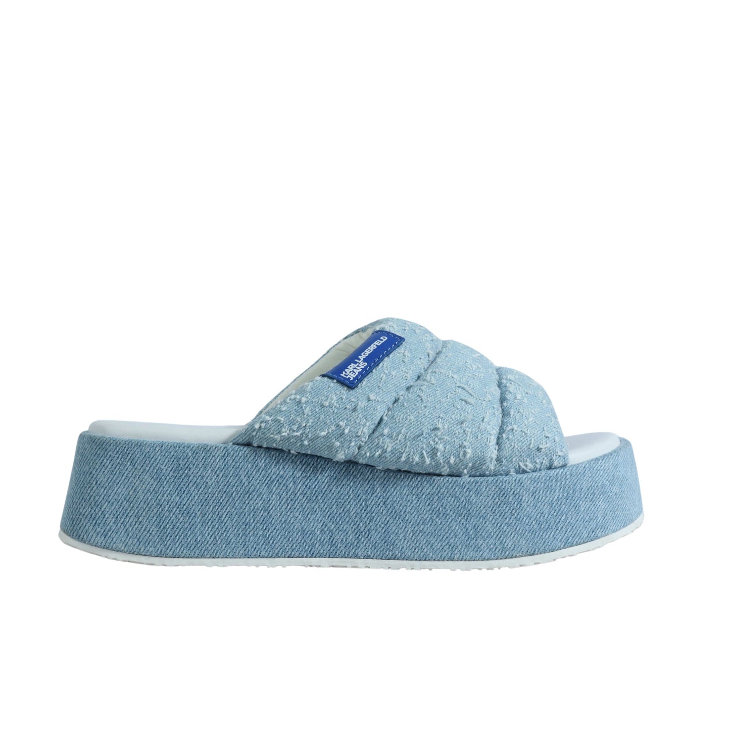 KARL LAGERFELD Womens Shoes 37 / Blue KARL LAGERFELD - Trompe-l'oeil Denim Goatskin Float Slide Slipper