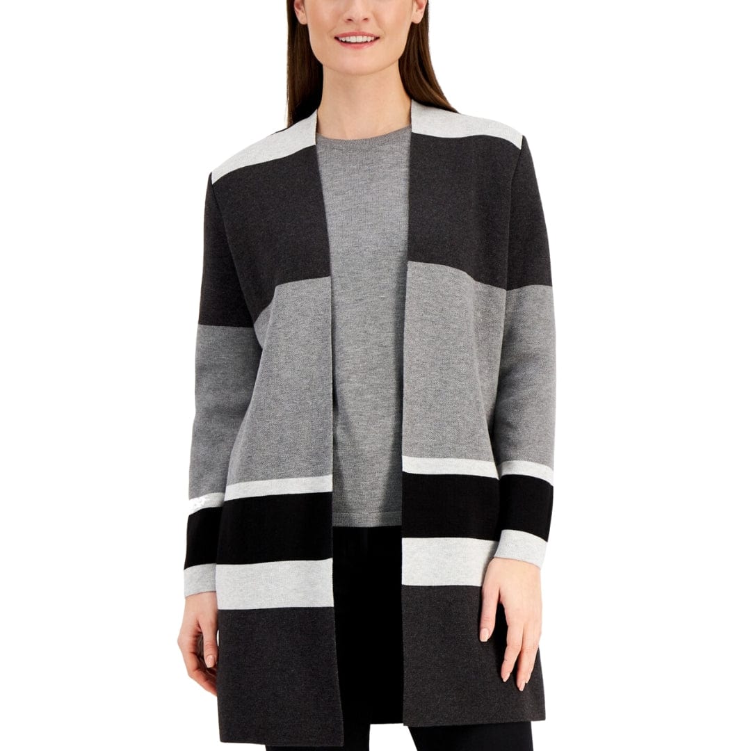 ALFANI - Plus Size Check Lurex Cardigan