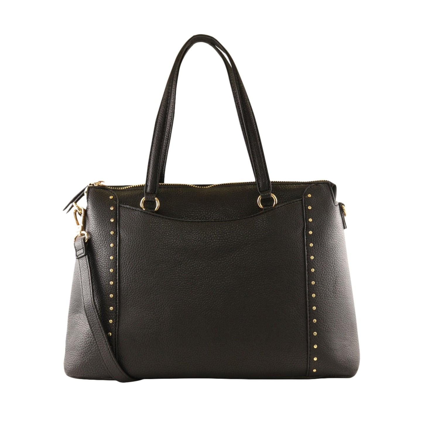 KELLY & KATIE Women Bags Black KELLY & KATIE - Women's Faux Leather Viana Satchel with Mini Goldtone Studs