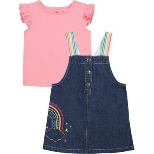 KIDS HEADQUARTERS Baby Girl 24 Month / Multi-Color KIDS HEADQUARTERS - Baby -  Flutter T-shirt and Embroidered Denim Skirtall