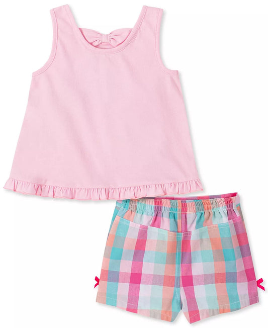 KIDS HEADQUARTERS Girls Sets 4 Years / Multi-Color KIDS HEADQUARTERS - Kids - 2-Pc. Giraffe Top & Plaid Shorts Set
