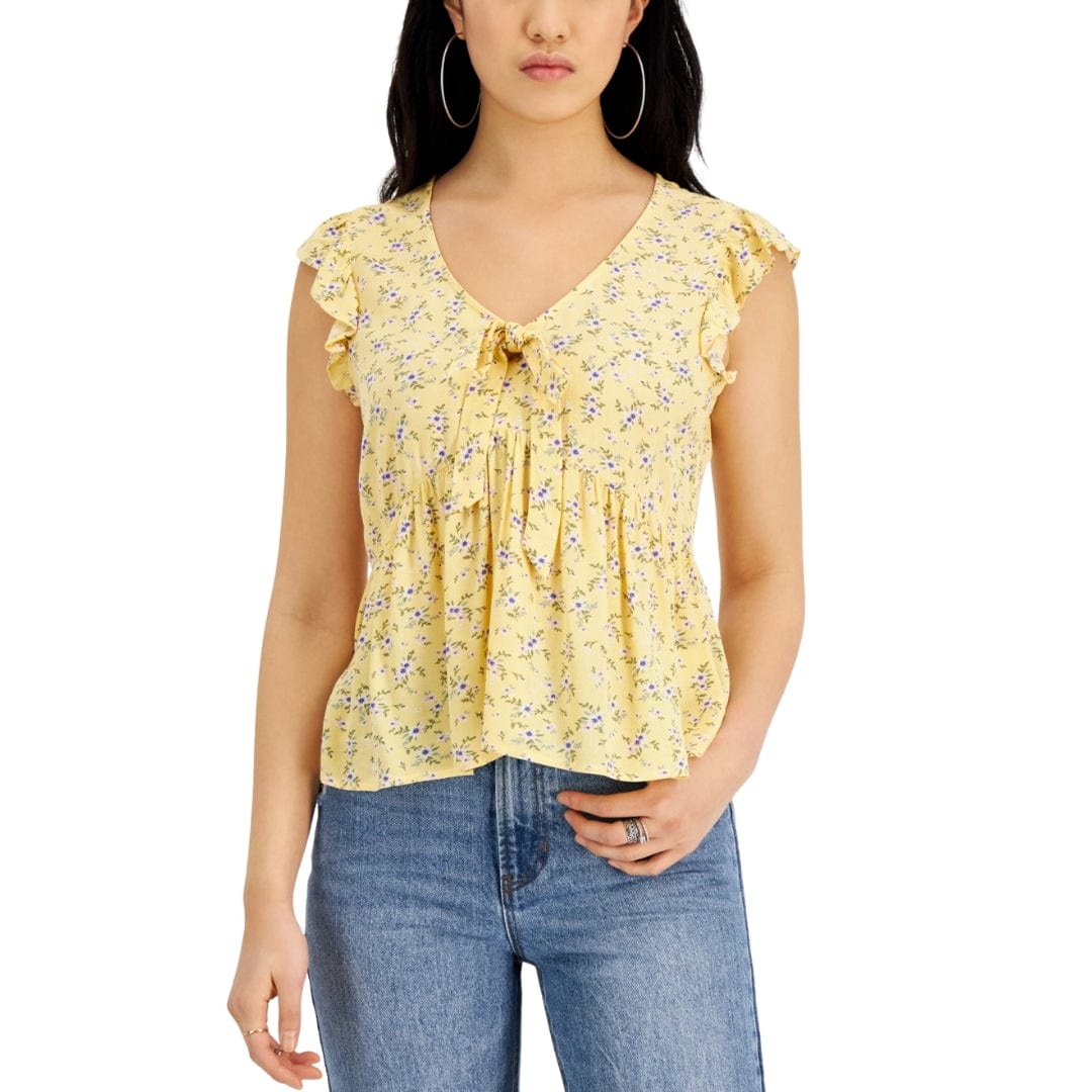 KINGSTON GREY Womens Tops M / Yellow KINGSTON GREY - Flutter Sleeve Top