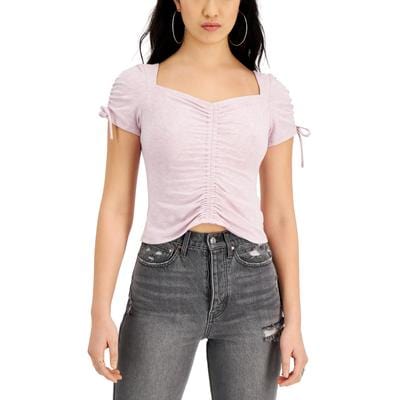 KINGSTON GREY Womens Tops S / Pink KINGSTON GREY - Ruched Square Neck Top