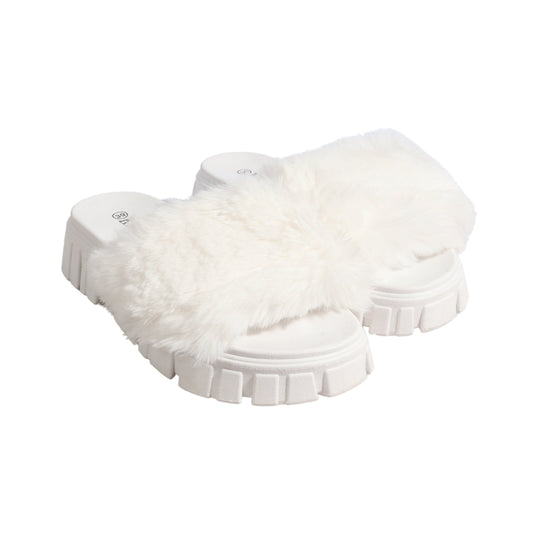 KMH Womens Shoes 39 / White KMH - Slipper Upper Faux Fur