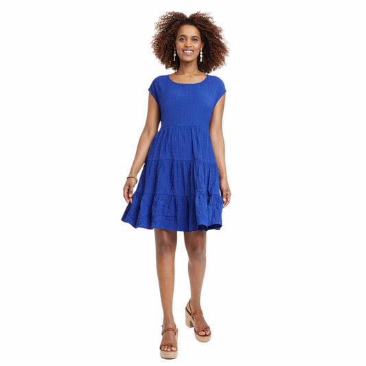 KNOX ROSE Womens Dress XS / Blue KNOX ROSE -  Cap Short Sleeve a-Line Dress