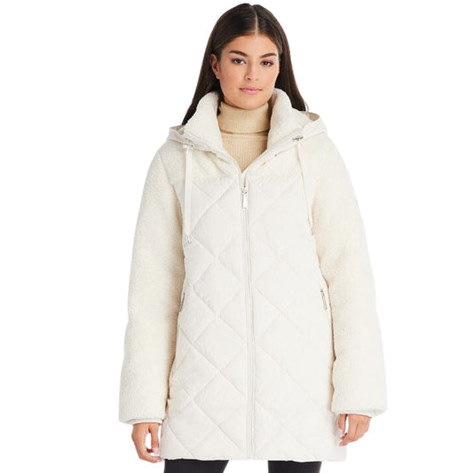 KOOLABURRA BY UGG Womens Jackets M / Off-White KOOLABURRA BY UGG - Mixed-Media Puffer Coat