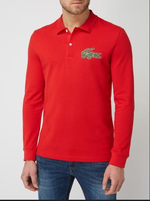 LACOSTE Mens Tops XXXL / Red LACOSTE -  Regular Fit Croco Magic Long Sleeve Polo