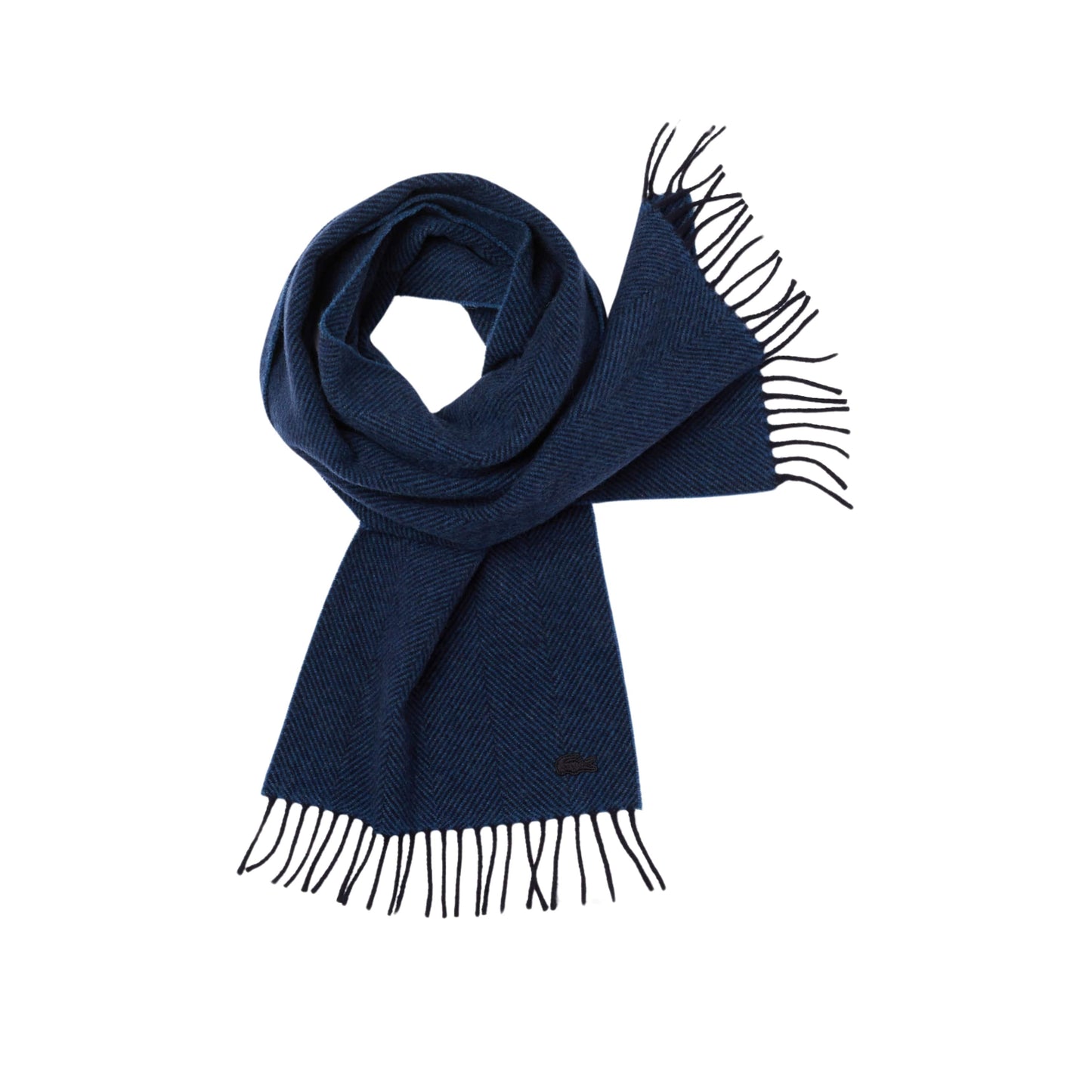 LACOSTE Scarfs Blue LACOSTE - Fringed Rectangular Wool Scarf