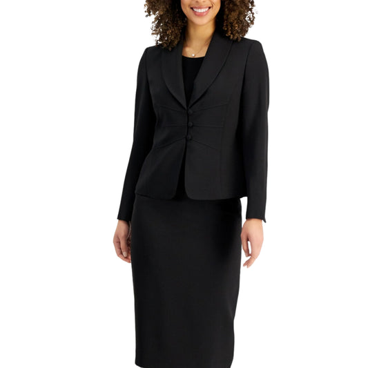 LE SUIT Womens Jackets XL / Black LE SUIT -  Shawl-Collar Seamed Blazer