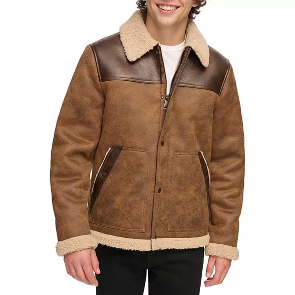 LEVI'S Mens Jackets S / Brown LEVI'S - Faux fur Jacket