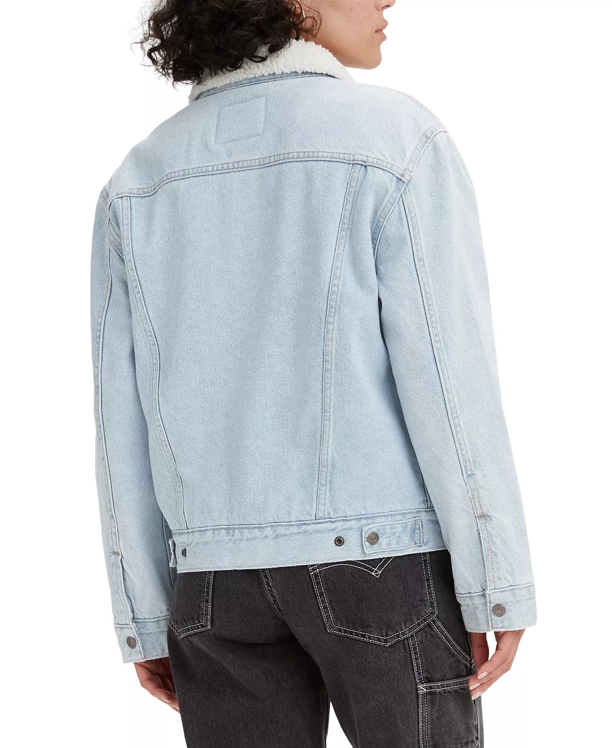 LEVI'S Womens Jackets L / Blue LEVI'S - Ex-Boyfriend Cotton Faux-Sherpa-Lined Trucker Jacket