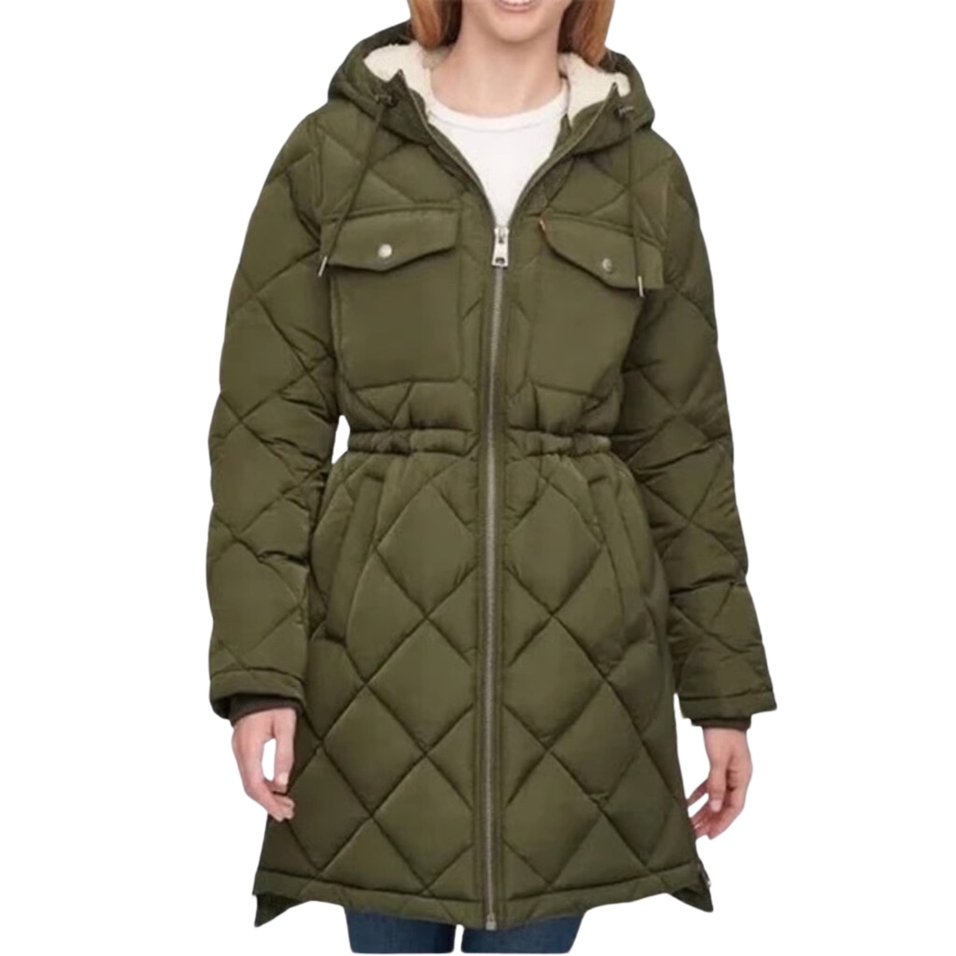 LEVI'S Womens Jackets M / Green LEVI'S - Quilted Fleece-Lined Hooded Parka